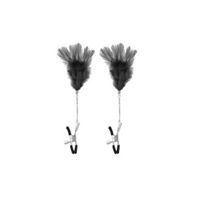 Pinces à seins pression réglable plumes noires 